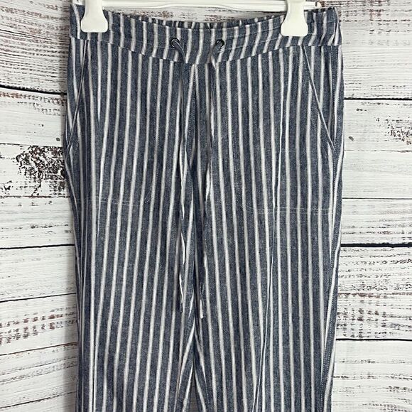 For Cynthia pants womens Sz Small striped  Linen blend drawstring Pull on light - Picture 3 of 12